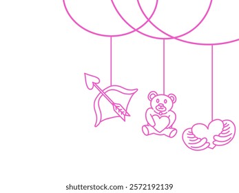 Hanging Decoration Valentines Day Line Art