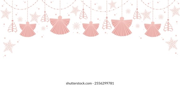 hanging decorations, christmas template for card and banner. Vector illustration