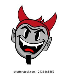 Hanging devil vector design, sticker, speech bubble, sticker, pin, t-shirt