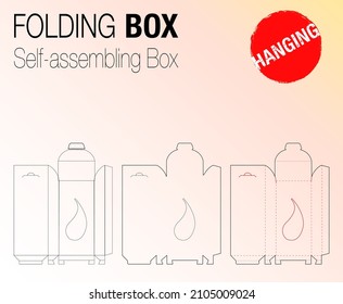 Hanging Die Cut Box , Prepared for real cardboard production ,Hanging Self-assembling Folding Box. Ease of assembly, no need for glue.