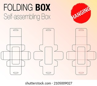 Hanging Die Cut Box , Prepared for real cardboard production ,Hanging Self-assembling Folding Box. Ease of assembly, no need for glue.
