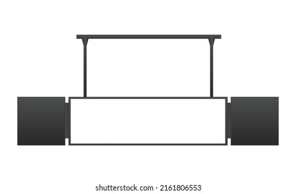 Hanging Digital Signage Mockup With Blank Screens, Front View. Vector Illustration