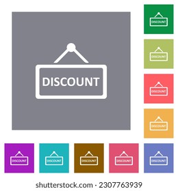 hanging discount table flat icons on simple color square backgrounds