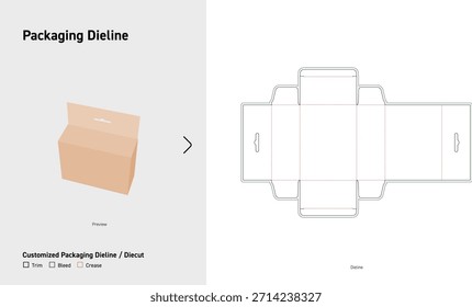 Caja de presentación colgante Embalaje Dieline Plantilla
