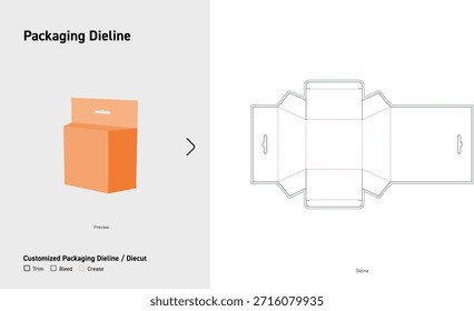 Hanging Display Packaging Box Dieline with Euro Slot Tab