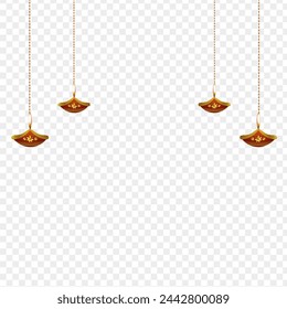 Hanging diya dangler on transparent background