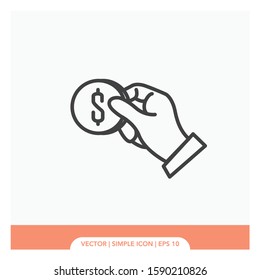Hanging dollar coin Icon Vector Illustration