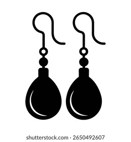 hanging earrings hook silhouette vector illustration.