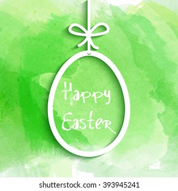 Hanging Easter egg on a watercolor background