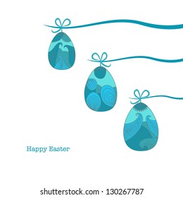 Hanging easter eggs. Easter card or invitation.