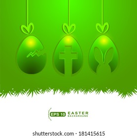 Hanging Easter eggs with copy space
