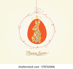 Hanging easter eggs ornament with bunny card