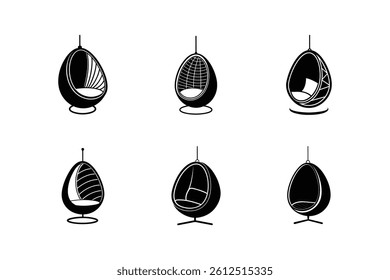 hanging egg chair icon silhouette vector illustration