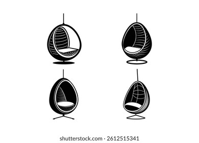 hanging egg chair icon silhouette vector illustration