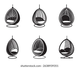 hanging egg chair icon silhouette vector illustration
