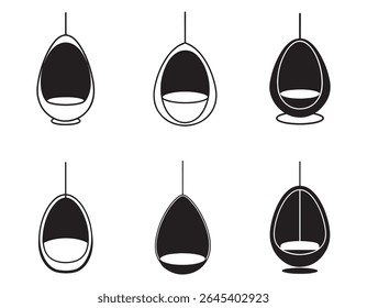 hanging egg chair icon silhouette vector illustration