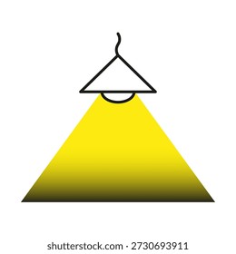 Hängende elektrische Lampe. Leuchtender Vektorstrahl. Stilvolle Innenausstattung. Professioneller hellgelber konischer Schatten. EPS 10.
