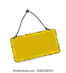 hanging empty sign board vector illustration, Realistic blank signboard, board sign empty design, plain hanging board