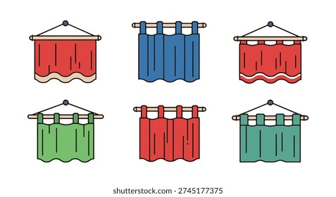 Hanging Fabric Line minimal digital color illustration