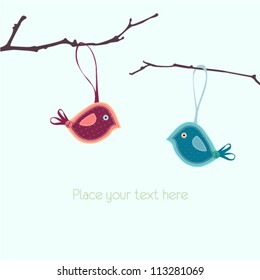 Hanging Felted Birds Decoration