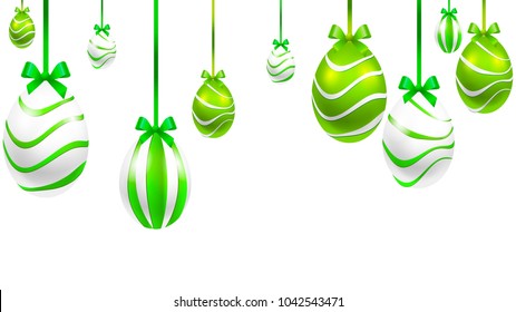 Hanging festive painted Easter eggs