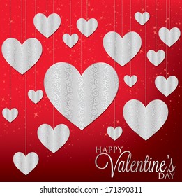Hanging filigree heart card in vector format.