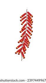 Hanging firecracker vector. Chinese new year concept. Flat vector in cartoon style isolated on white background.