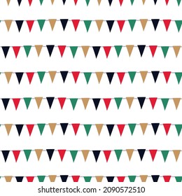 Hanging flag, garland pattern. cute tinsel on white background. The seamless pattern in Christmas fashion. Beautiful design vector for fashion, wrap paper, cards, wallpaper, fabric, background.
