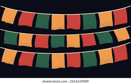 Hanging flag garlands. Vector stock illustration. 