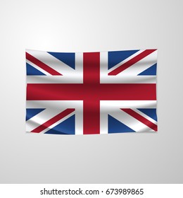 Hanging flag of UK. United Kingdom flag concept. Vector illustration. Great Britain flag.