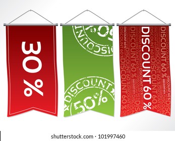 Hanging flag-like label set with various discounts