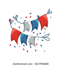 banderas colgantes para las vacaciones americanas en el diseño de ilustraciones vectoriales de fondo blanco