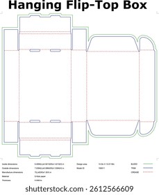 Hanging Flip Top Box Packaging Die Cut Template Vector Illustration For Product Packaging Design And Development In Eflute Paper Material