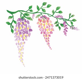 Hanging floral design ,hanging grapes design in watercolor painting