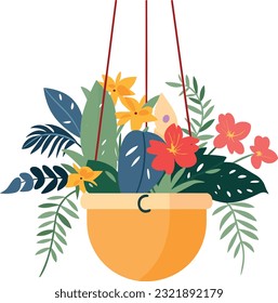 hanging flower pot, plant pot illustration, hanging flower pot, plant pot for home decor