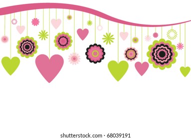 Hanging Flowers and Hearts