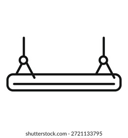 Lámpara fluorescente colgante que proporciona luz en la habitación, contorno del icono del equipo de iluminación