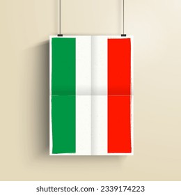 Cartel O Cartel De Italia Colgado Y Doblado Con Colores De Bandera Italiana