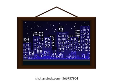 hanging frame picture city landscape.vector and illustration