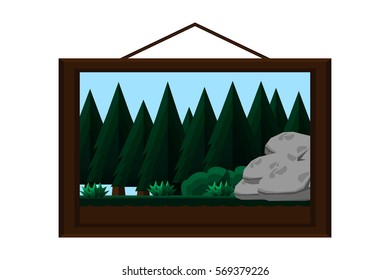 hanging frame picture jungle landscape.vector and illustration