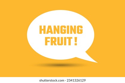 hängende Fruchtsprechblase, Vektorgrafik. Kommunikationsblase mit hängendem Fruchttext