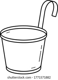 Hanging garden pot. Vector outline icon.