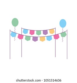 hanging garland festive and balloons decoration