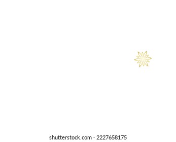 Hanging glitter snowflake.  Christmas or New Year golden snowflake decoration garland on white background.  Winter frost print. Festive frame.