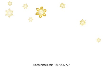 Hanging glitter snowflake.  Macro snowflakes flying border design, holiday banner with flakes confetti scatter frame, snow elements. Seasonal winter symbols.