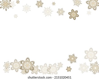 Hanging glitter snowflake.  Shiny Christmas and New Year frame for gift certificate, ads, banners, flyers.  Winter frost print. Festive frame.