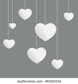 hanging glow love hearts with copy space