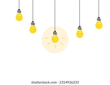 hanging glowing light bulb.new idea concept.
