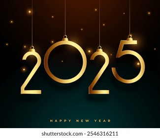 hanging golden 2025 new year greeting background vector