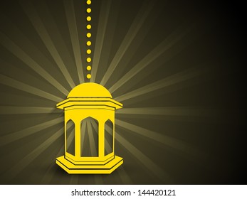 Hanging goldene arabische Laterne auf abstraktem Hintergrund für heiligen Monat der muslimischen Gemeinde Ramadan Kareem.